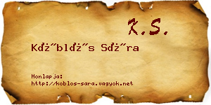 Köblös Sára névjegykártya